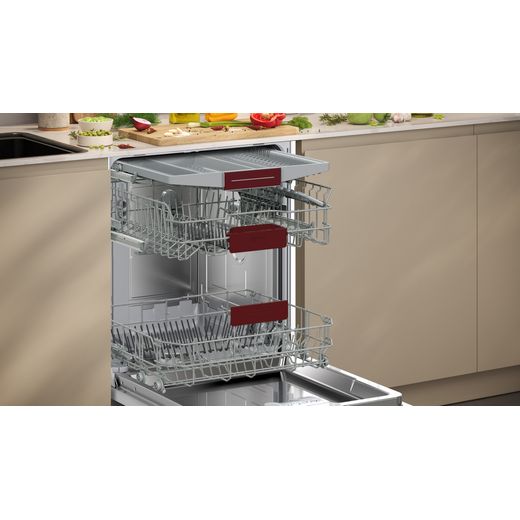NEFF Integrated Standard Dishwasher - Silver - Dishwasher with door open shot
