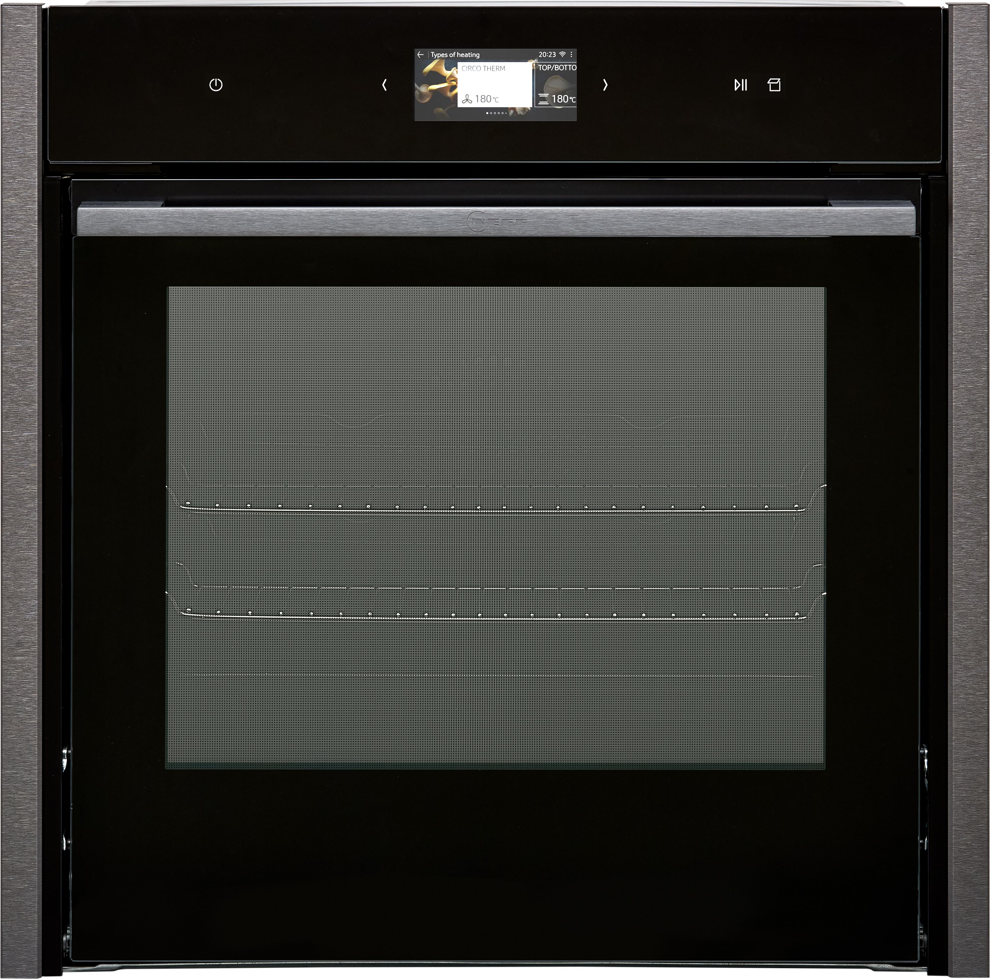 NEFF N90 Slide&Hide B64VS71G0B Wifi Connected Built In Electric Single Oven and Pyrolytic Cleaning - Graphite - A+ Rated, Silver