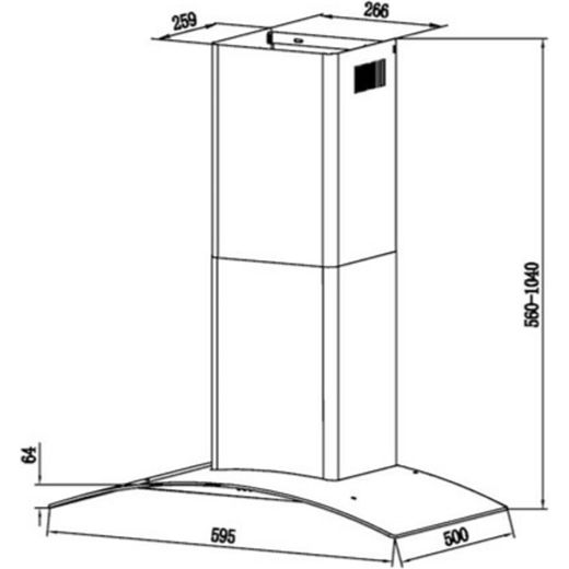 Candy CGM64/1X 60 cm Chimney Cooker Hood - Stainless Steel / Glass - Annotation - Dimension shot