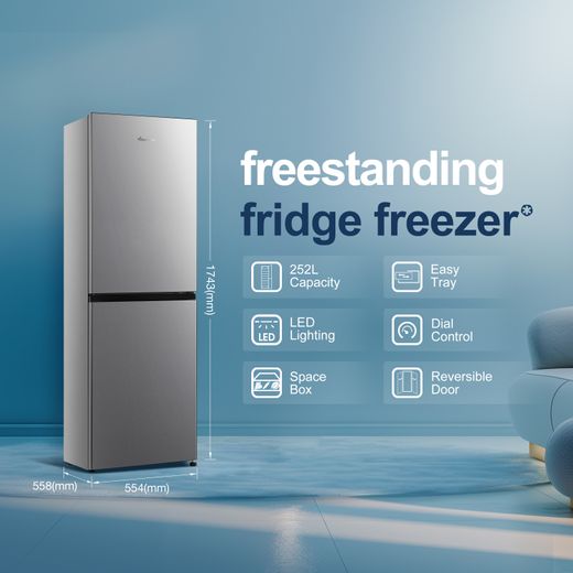 Fridgemaster MC55240ES 174cm 50/50 Fridge Freezer - Silver - Annotation - Features