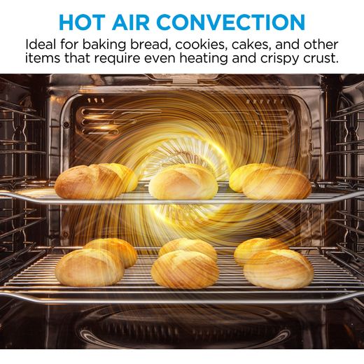 Midea MBOD70M30D0-SS Built In Electric Double Oven - Stainless Steel  - Annotation - hot air shot