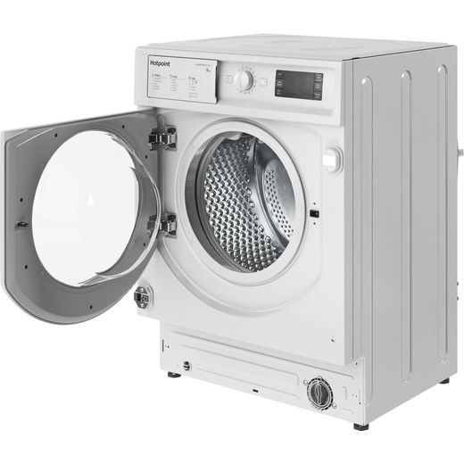 Hotpoint BIWMHG91485UK Integrated 9kg Washing Machine with 1400 rpm - White - Left perspective with door open shot