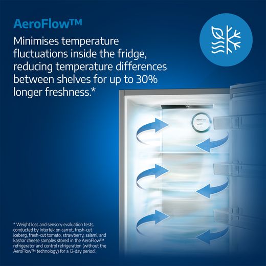 Beko CNA4686VPS 186cm 70/30 Frost Free Fridge Freezer - Stainless Steel - Annotation - AeroFlow