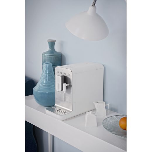 Smeg BCC12WHMUK Coffee Machines Matte White - Coffee machine on table shot