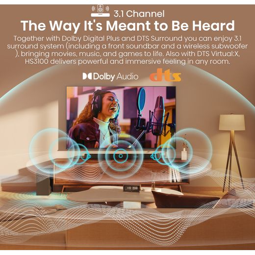 Hisense HS3100 Bluetooth 3.1 Soundbar - Black - Annotation - Way its meant to be heard shot