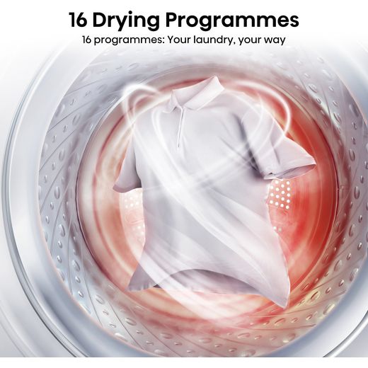 Hisense DH1Q802BW2 8Kg Heat Pump Tumble Dryer - White - Annotation - 16 dry programme shot