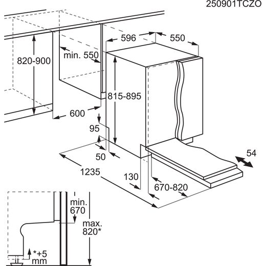 AEG Integrated Standard Dishwasher - White - annotation - dimension shot