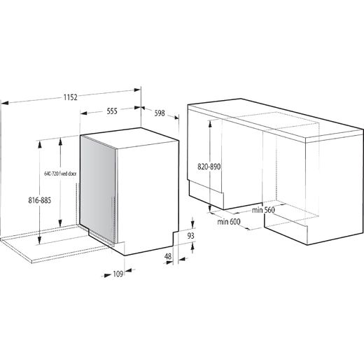 Hisense Integrated Standard Dishwasher - Black - Annotation - Dimension's hot