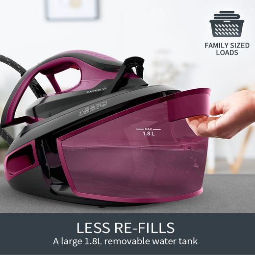 Tefal Express Vision Steam Generator Iron - Purple / Black - Annotation - less refills shot
