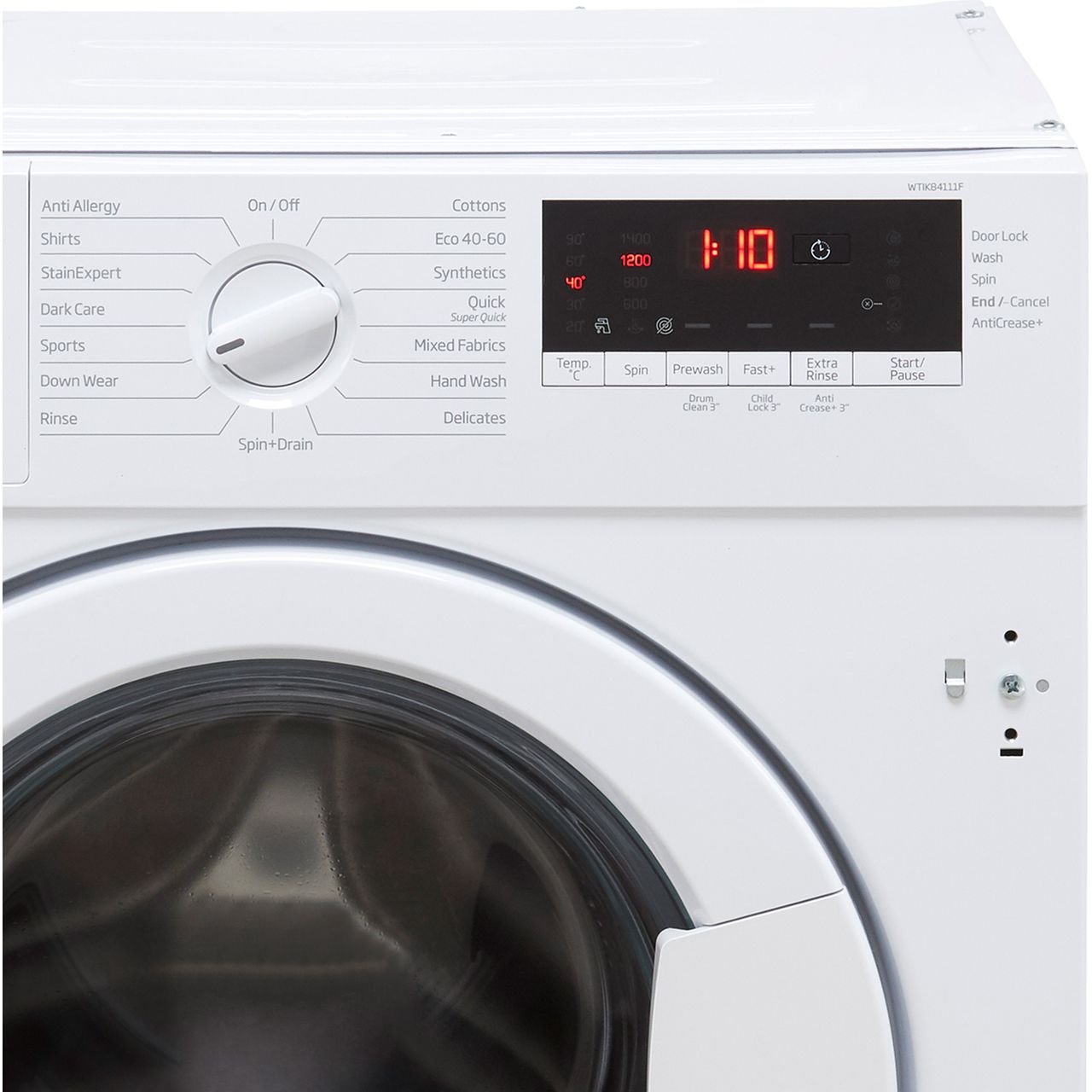 beko wtik84111f integrated washing machine 8kg load 1400rpm spin white