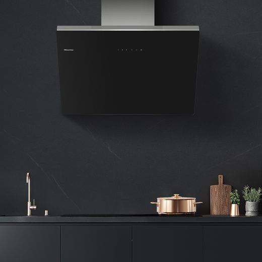 Hisense CH6IN14BXBUK 60cm Angled Chimney Cooker Hood - Jet Black - Cooker hood in kitchen