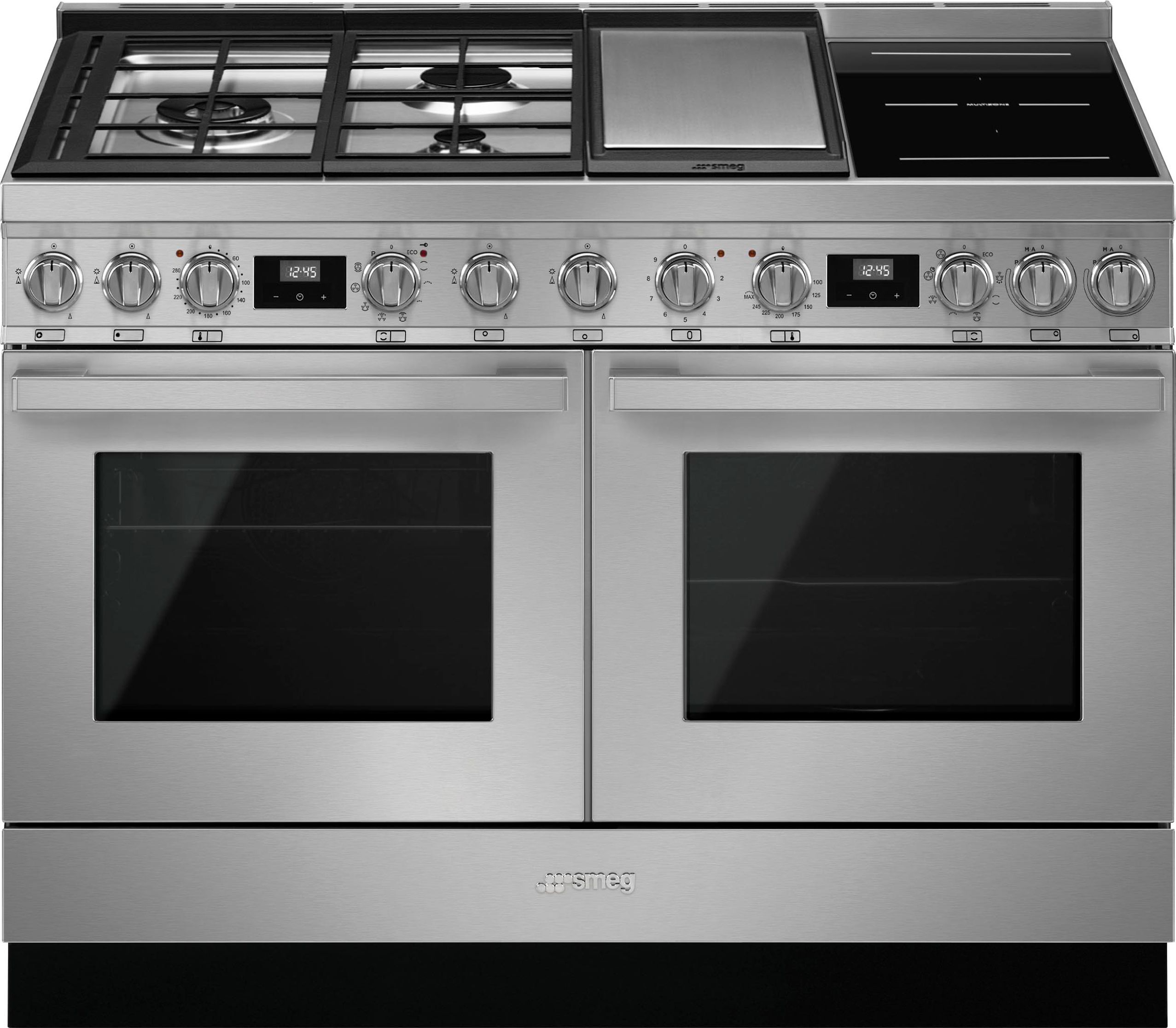 Image of Smeg Portofino CPF120IGMPX Dual Fuel Range Cooker with Mixed Fuel Hob and Pyrolytic Cleaning - Stainless Steel - A+/A Rated, Stainless Steel