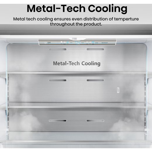 Hisense PureFlat American Fridge Freezer - Black / Stainless Steel - Annotation - Metal tech cooling shot