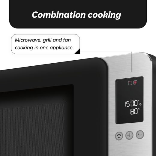 Smeg Collezione MOC02BLMUK 27 Litre 30cm High, Freestanding Small Combination Microwave Oven - Black - Annotation - combination cooking