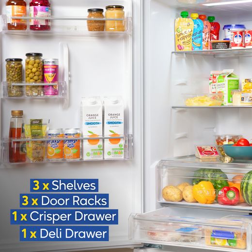 Russell Hobbs RH184FF602C1DI 184cm 60/40 Fridge Freezer - Dark Inox - Annotation - Storage shot