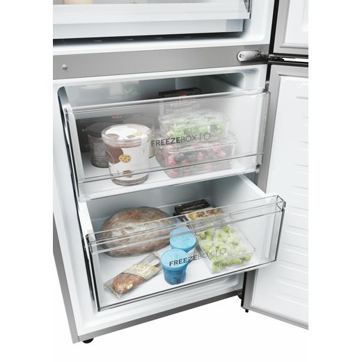 Haier 60/40 Frost Free Fridge Freezer - Platinum  - High freezer drawer perpsective shot 