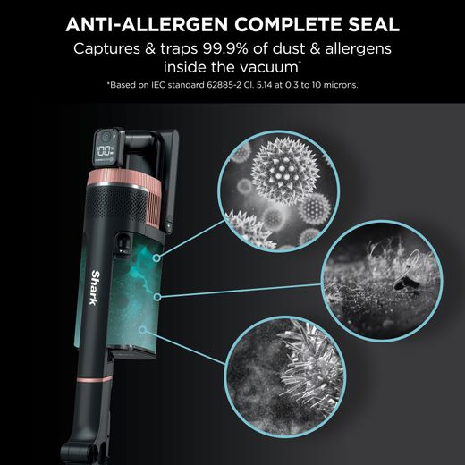 Shark Stratos with Anti-Hair Wrap Plus & Clean Sense IQ IZ400UK Cordless Vacuum Cleaner with up to 60 Minutes Run Time - Grey / Rose Gold - Anti allergen