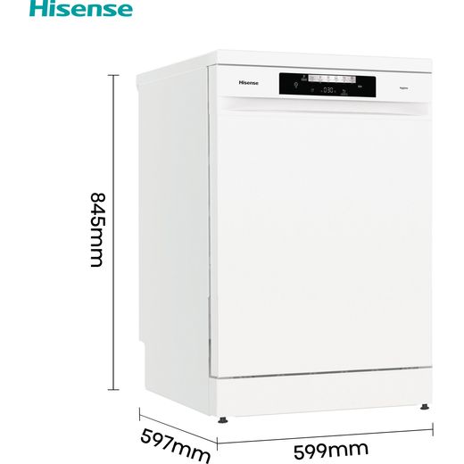 Hisense Standard Dishwasher - White - Annotation - Dimensions shot