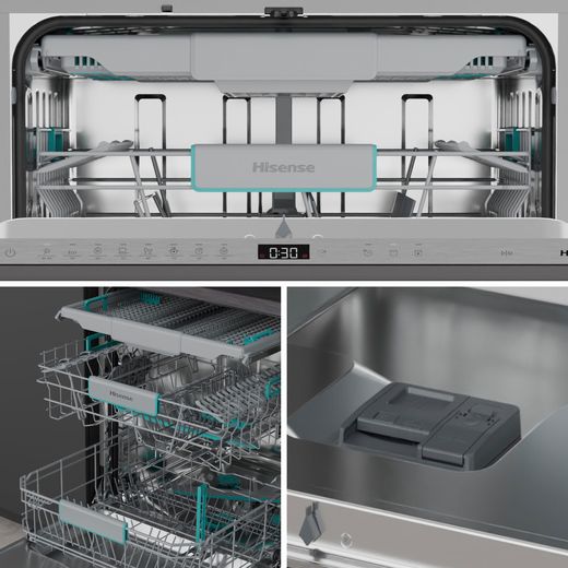 Hisense Integrated Standard Dishwasher - Silver - Close up detail shot