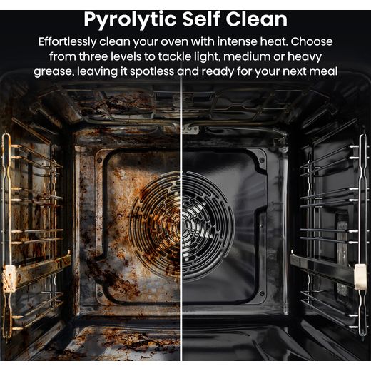 Hisense Hi6 BlackLine BSA66346PDBGUK Wifi Connected Built In Electric Single Oven with Pyrolytic Cleaning - Jet Black - Annotation - Pyrolytic self clean shot