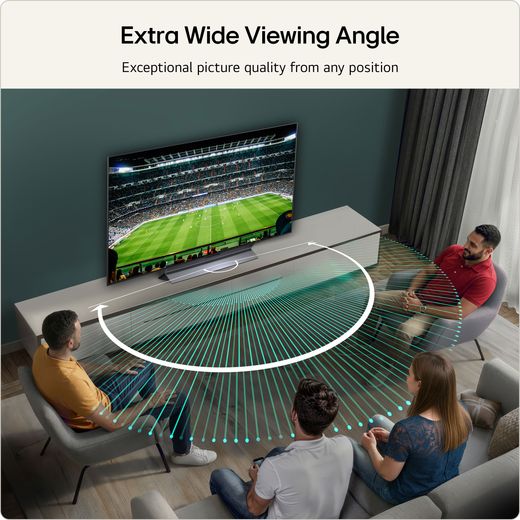 LG evo AI G6 48" 4K Ultra HD OLED Smart TV - Annotation - exta wide viewing shot