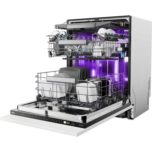 Haier Integrated Standard Dishwasher - Black Bezel  - Left perspective shot