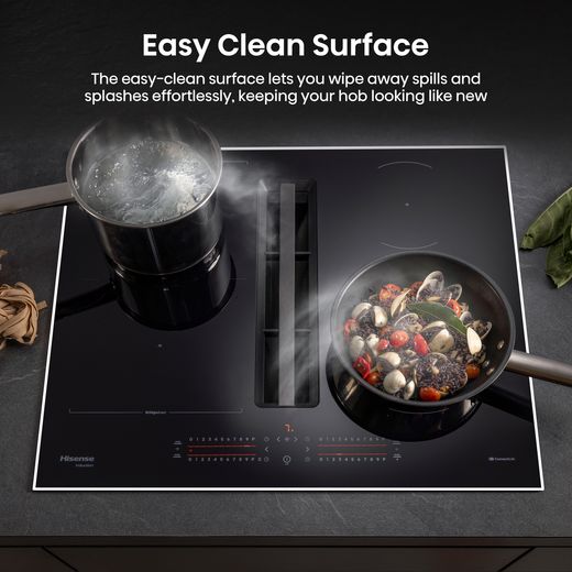 Hisense Hi6 HEH6432BSCWF 60cm Venting Induction Hob - Black - Annotation - Easy clean shot