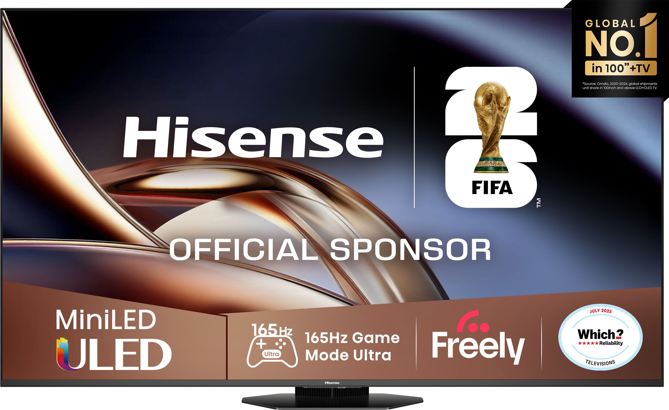 Hisense 65-inch 4K Ultra HD MiniLED TV - Grey - Quantum Dot Colour - Wide Viewing Angle