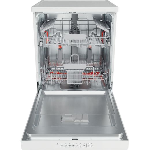 Hotpoint Standard Dishwasher - White - Front with door open shot 