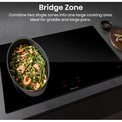 Hisense HIPK2PBN80IND Electric Single Oven and Induction Hob Pack - Black - Annotation - bridge zone shot 