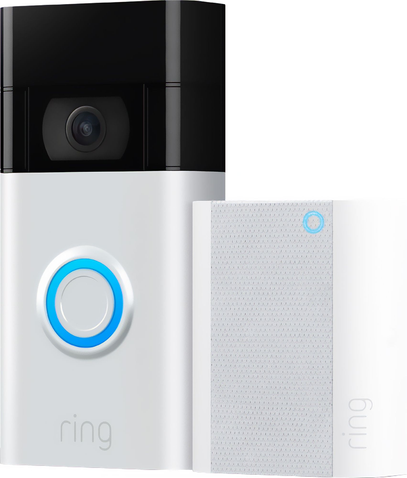 Ring Video Doorbell & Chime Gen 2 Bundle Smart Doorbell Full HD 1080p - Satin Nickel, Aluminium