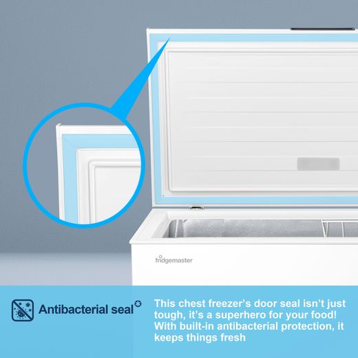 Fridgemaster Chest Freezer - White - Annotation - Antibac seal shot