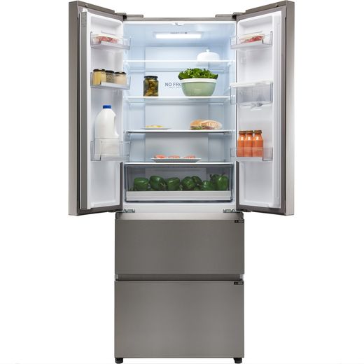 Haier American Fridge Freezer - Platinum Inox - Fridge doors open