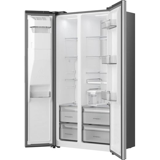 Hisense American Fridge Freezer - Silver  - left perspective door open shot