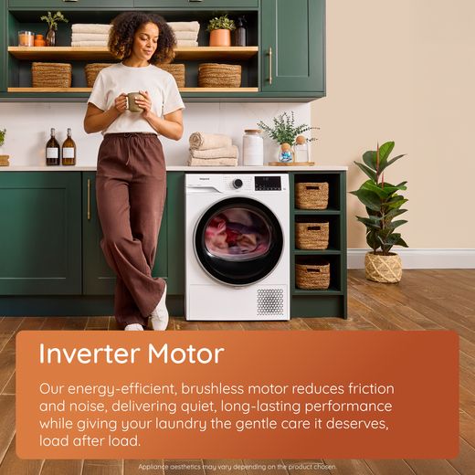 Hotpoint C HSD 84M WW UK 8Kg Heat Pump Tumble Dryer - White - annotation - inverter motor shot