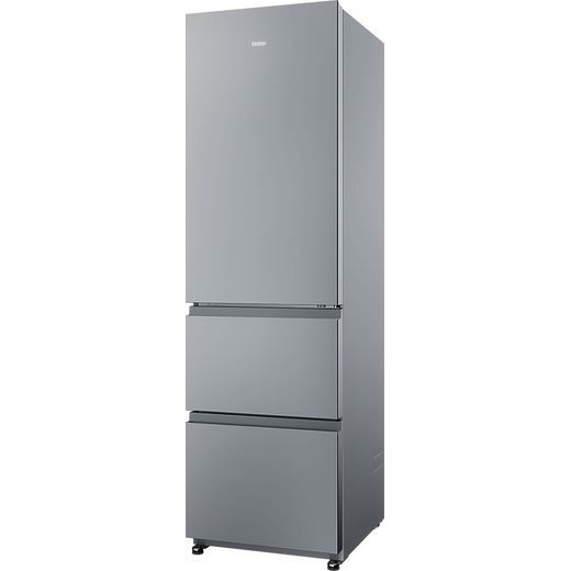 Haier HTR3518ENMXK Fridge Freezer Stainless Steel Effect - Left perpsective with door open shot