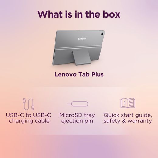 Lenovo Tab P11 Plus 11.5" 128 Tablet - Koala Grey - Annotation - What's in the box
