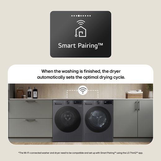 LG RHX5010THB Wifi Connected 10Kg Heat Pump Tumble Dryer - White - Annotation - Smart pairing