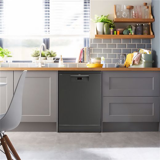 Beko Standard Dishwasher - Graphite - Dishwasher in kitchen shot