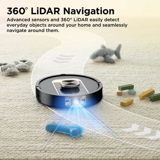 Shark PowerDetect ThermaCharged Robotic Vacuum Cleaner - Black - Annotation - 360° LiDAR navigation