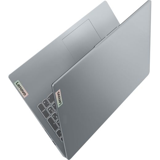 Lenovo IdeaPad Slim 3 15.6" Laptop - Intel N, 128 eUFS, 4 GB RAM - Koala Grey - Tent mode shot