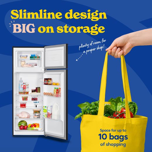 Russell Hobbs RH143TMFF542E1B 143cm 80/20 Small Fridge Freezer - Black - Annotation - big storage shot