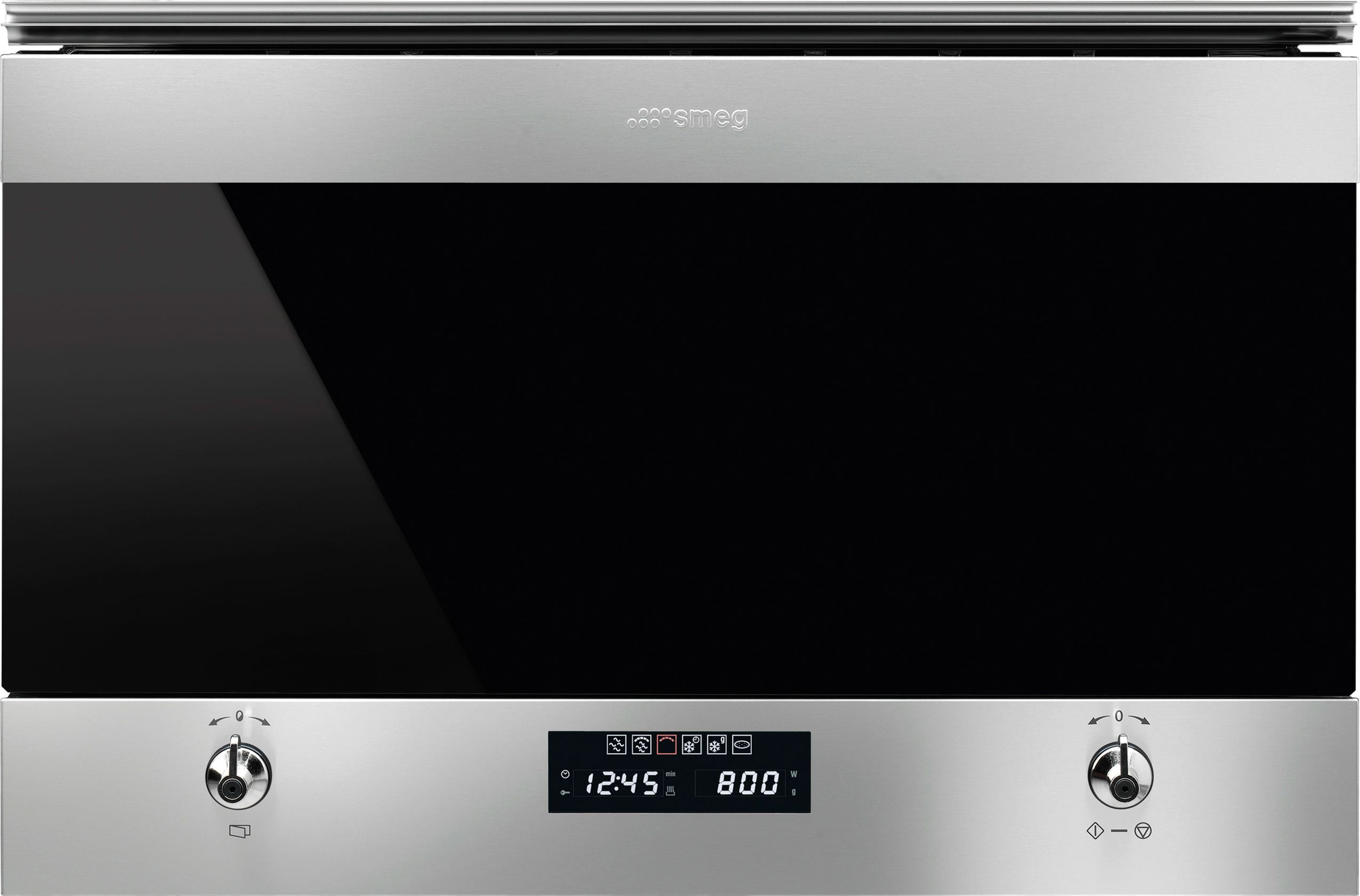 Smeg Classic MP322X1 Built In 39cm Tall Compact Microwave - Silver Glass, Silver