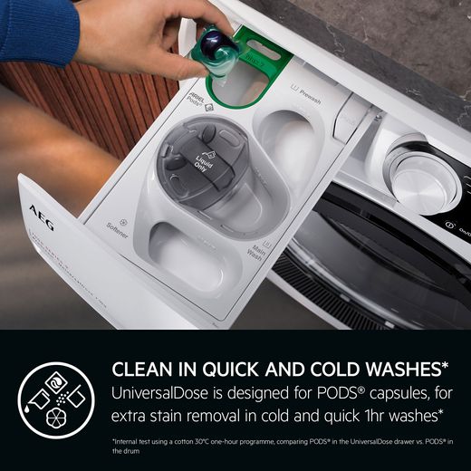 AEG 7000 ProSteam® LFSR7414U6UD 10kg Washing Machine with 1400 rpm - Dark Silver - Annotation - universal dose shot