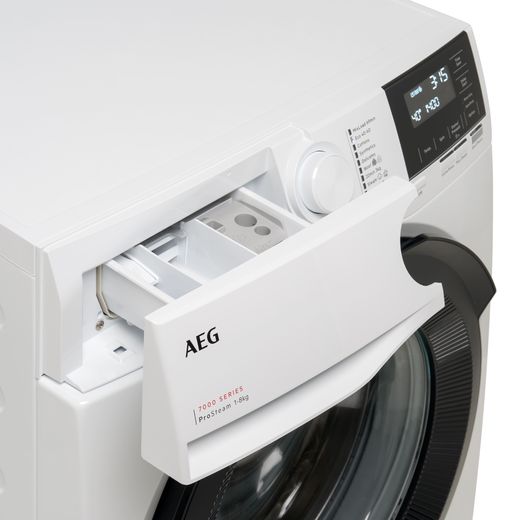 AEG ProSteam® Technology LFR71844B 8kg Washing Machine with 1400 rpm - White - Detergent drawer open