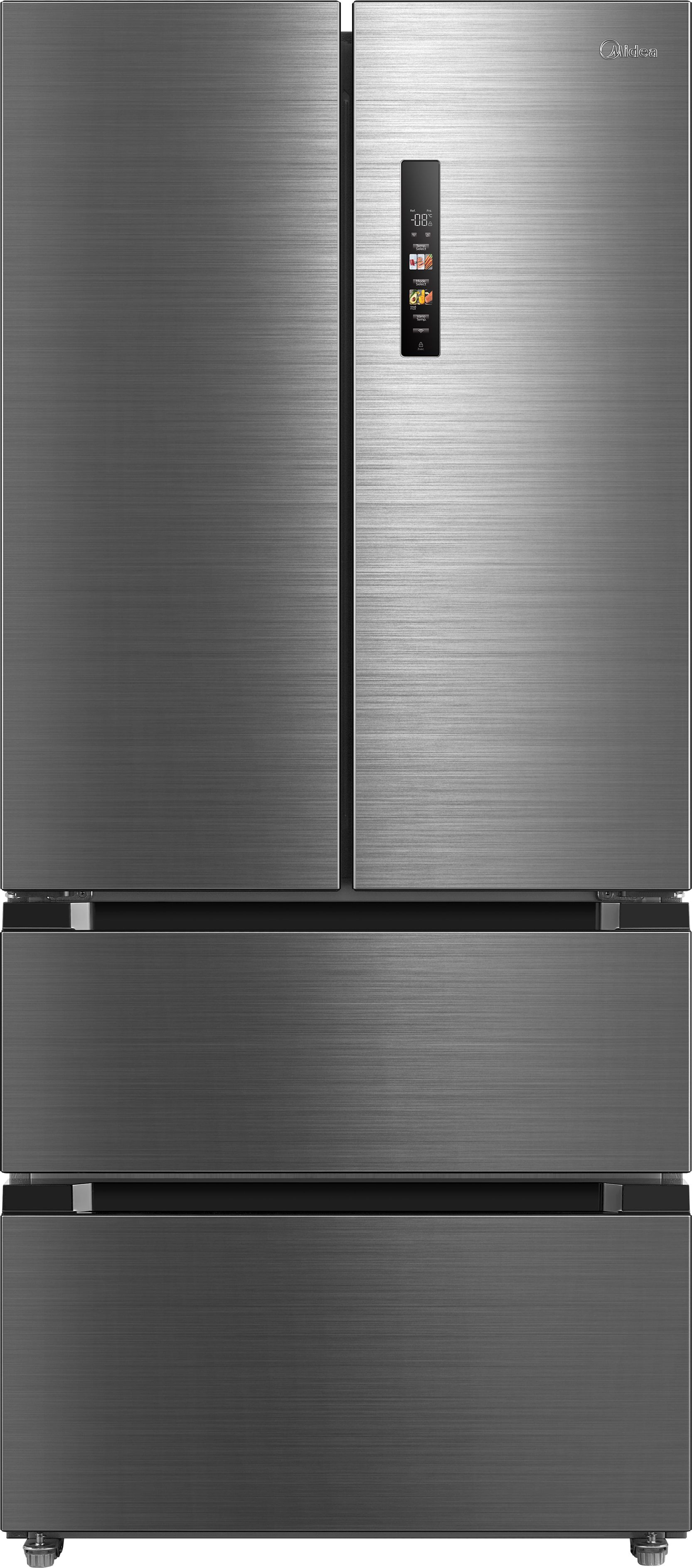 Midea MDRF692FIC46 Wifi Connected Total No Frost American Fridge Freezer - Inox - C Rated, Stainless Steel