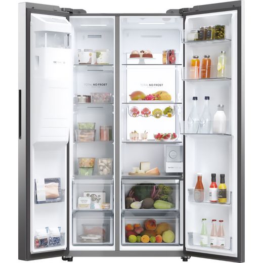 Haier American Fridge Freezer - Stainless Steel - Front with door open shot