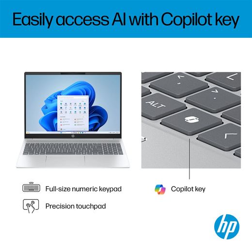 HP OmniBook 5 16-bc1001na 16" Laptop - AMD Ryzen™ 7, 1TB SSD, 16 GB RAM - Silver - Annotation - Copilot key