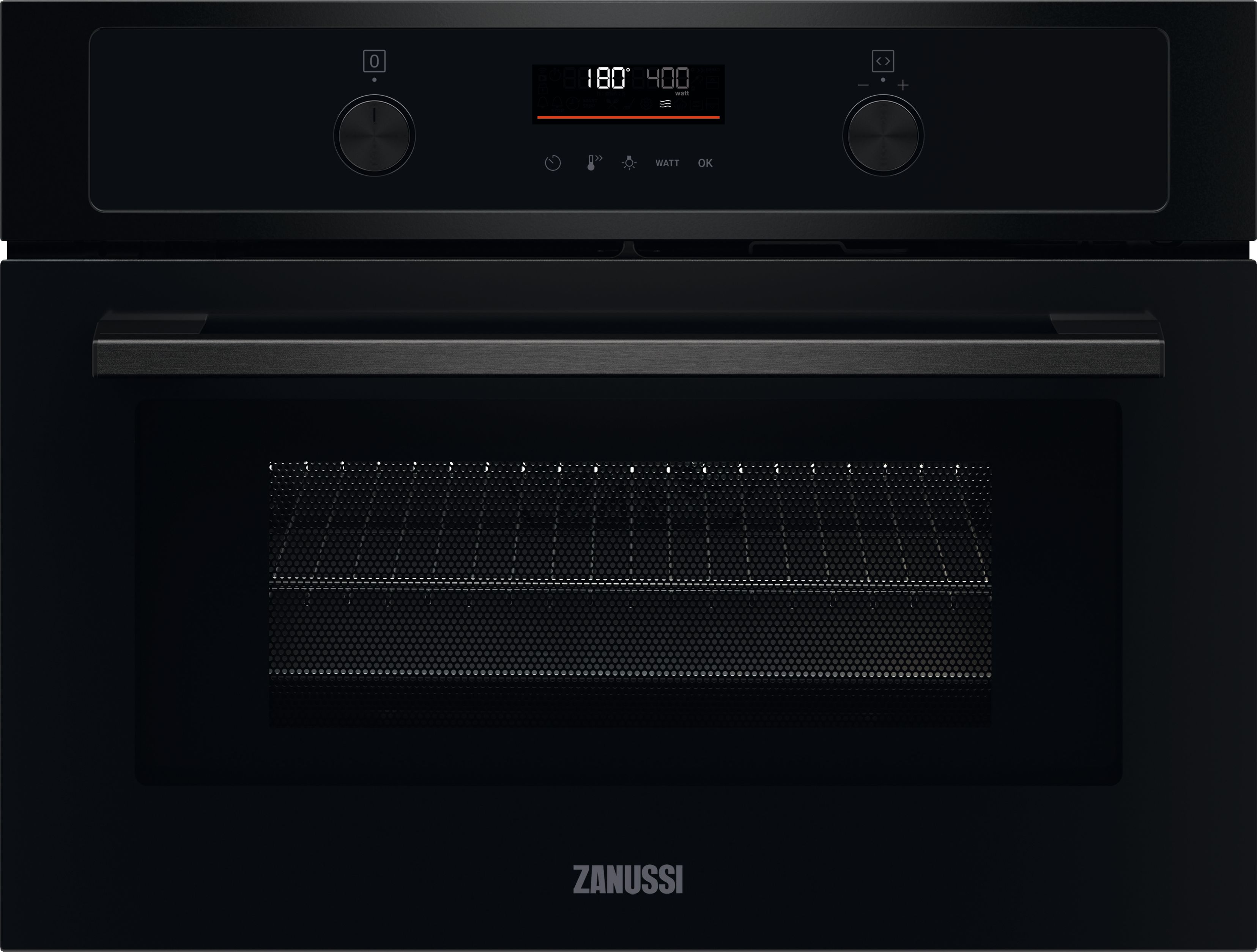 Zanussi ZVENM7KN Built In Compact Electric Single Oven with Microwave Function - Black, Black