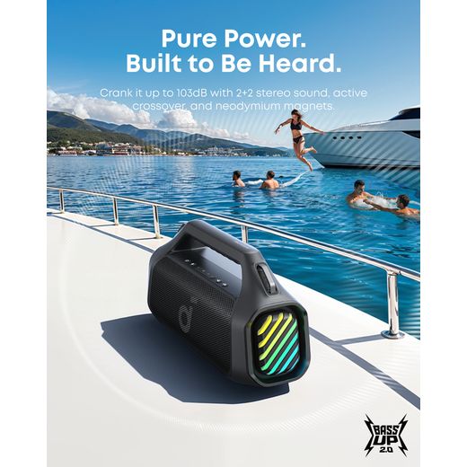 Soundcore Boom 2 Pro Bluetooth Speaker - Black - Annotation - pure power shot